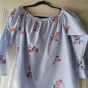 Floral Striped Off-Shoulder Top